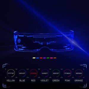 LED Light Up 7 Color Clear Lenses Visor Glasses Goggles Cyberpunk Rave P…